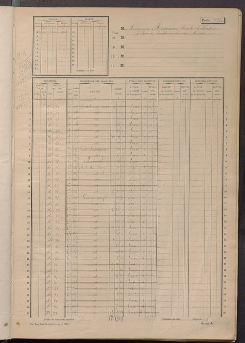 Matrice des propriétés non bâties, fol. 493 à 734.