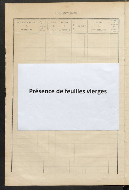 Matrice des propriétés bâties ; augmentations et diminutions, 1883-1891 ; séparation des revenus cadastraux afférents, pour l'année 1882, aux propriétés bâties et non bâties (état-balance) ; table alphabétique des propriétaires.