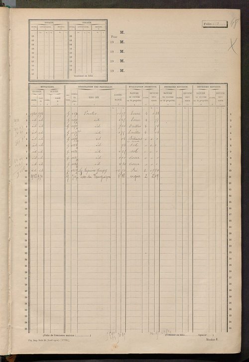 Matrice des propriétés non bâties, fol. 601 à 1200.