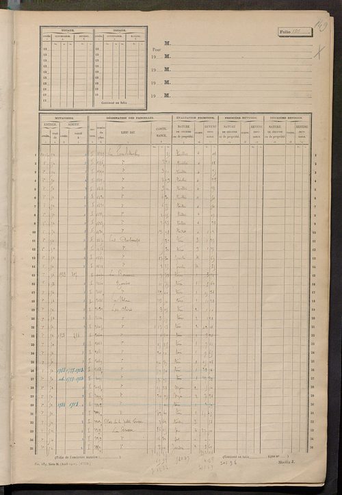 Matrice des propriétés non bâties, fol. 1801 à 2294.