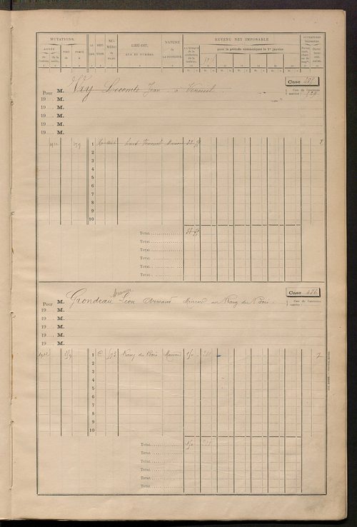 Matrice des propriétés bâties, cases 473 à 605.