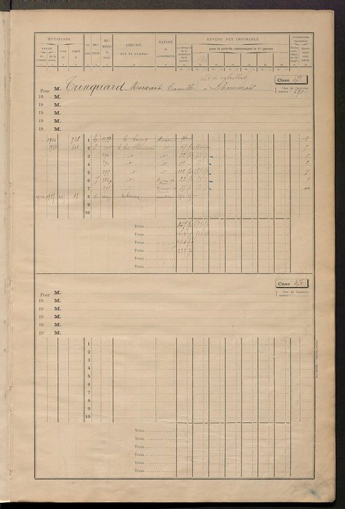 Matrice des propriétés bâties, cases 473 à 605.