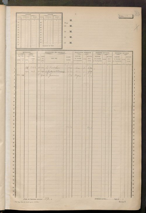 Matrice des propriétés non bâties, fol. 601 à 1200.