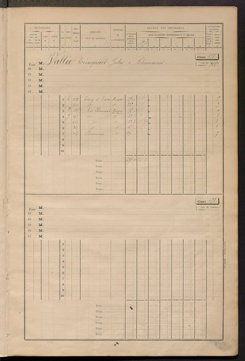 Matrice des propriétés bâties, cases 473 à 605.
