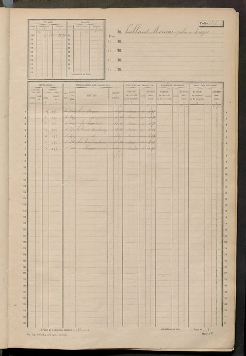 Matrice des propriétés non bâties, fol. 1801 à 2294.