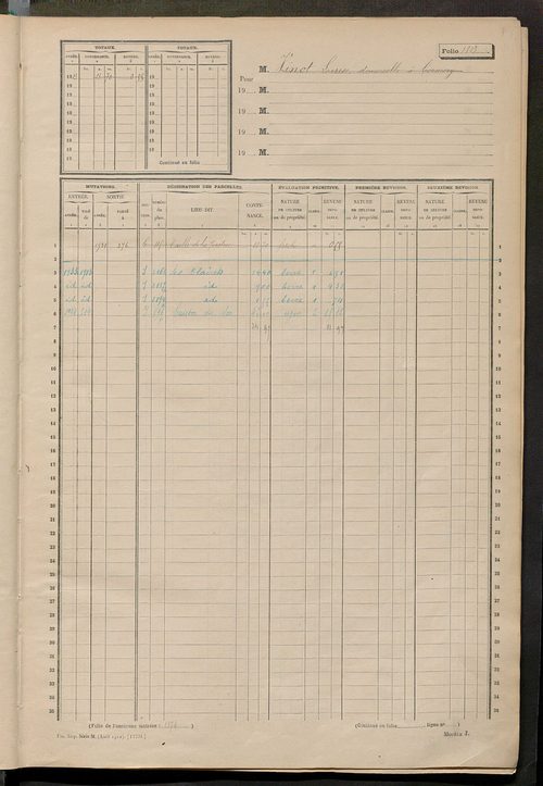 Matrice des propriétés non bâties, fol. 1801 à 2294.