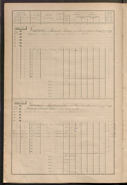 Matrice des propriétés bâties, cases 473 à 605.