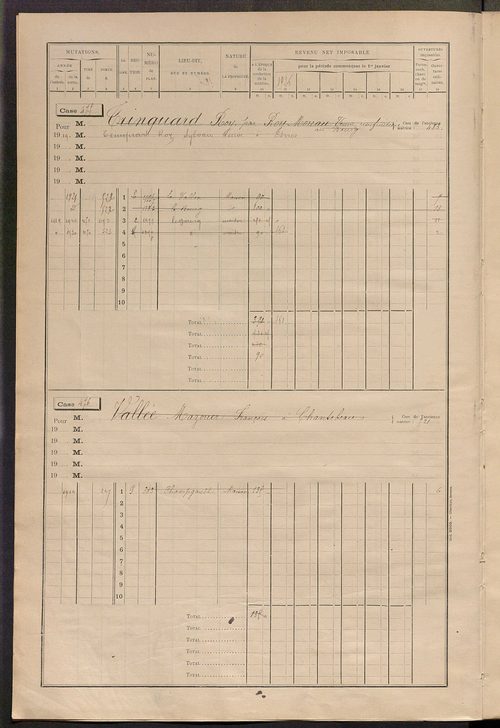 Matrice des propriétés bâties, cases 473 à 605.