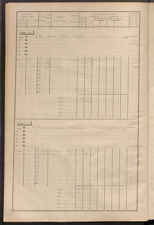 Matrice des propriétés bâties, cases 473 à 605.