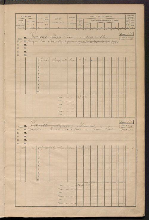 Matrice des propriétés bâties, cases 473 à 605.