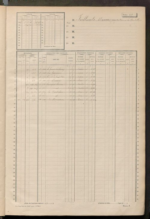 Matrice des propriétés non bâties, fol. 601 à 1200.
