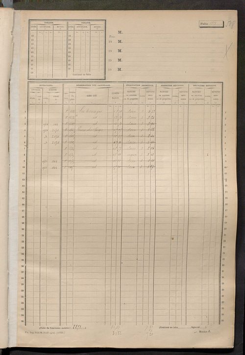 Matrice des propriétés non bâties, fol. 1801 à 2294.