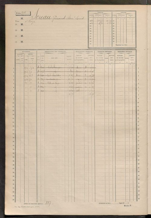 Matrice des propriétés non bâties, fol. 493 à 869.