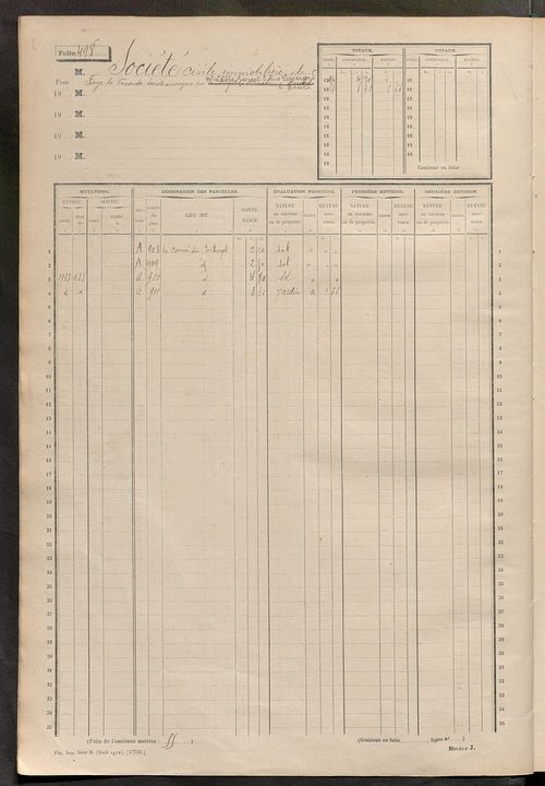 Matrice des propriétés non bâties, fol. 493 à 869.