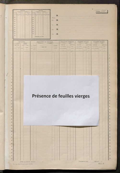 Matrice des propriétés non bâties, fol. 493 à 869.