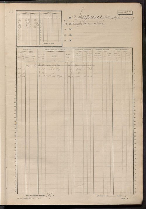 Matrice des propriétés non bâties, fol. 493 à 869.