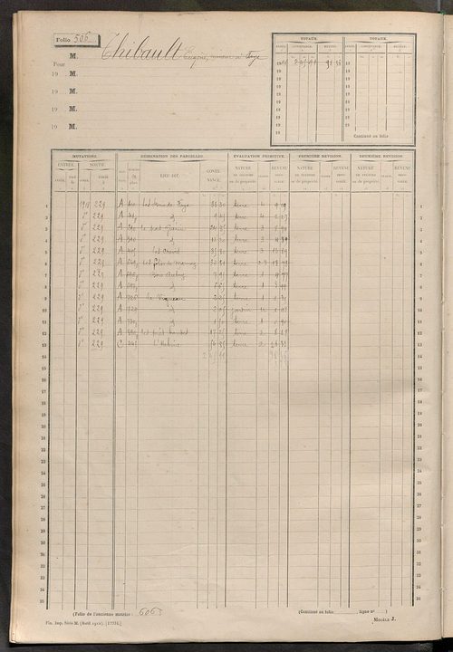 Matrice des propriétés non bâties, fol. 493 à 869.