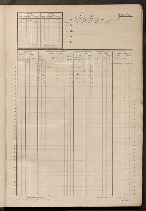 Matrice des propriétés non bâties, fol. 493 à 869.
