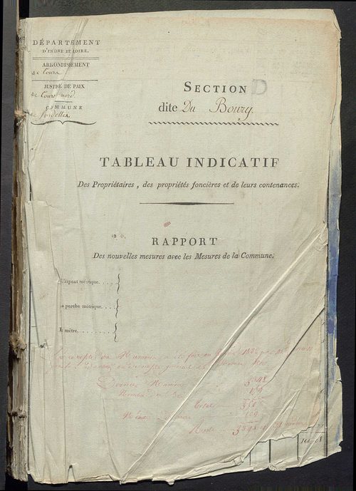 Sections D et E ; classement parcellaire et évaluation des revenus imposables des propriétés bâties, avec le nombre de portes et fenêtres, sections A à D.