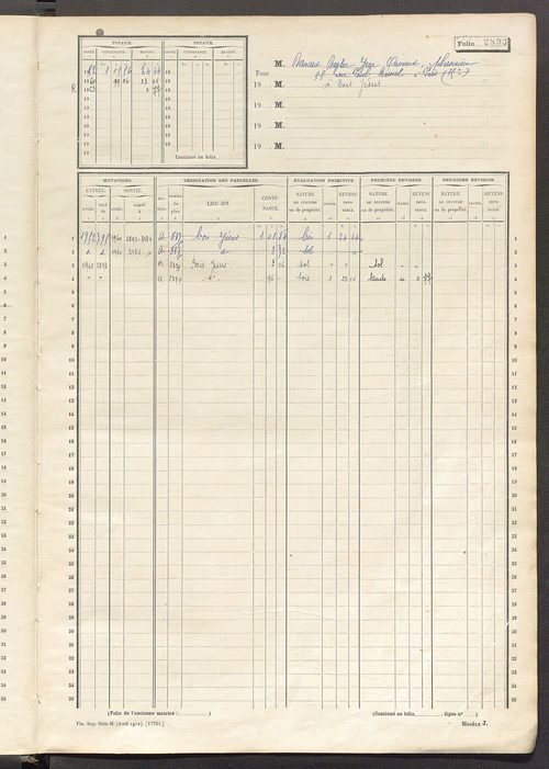Matrice des propriétés non bâties, fol. 2891 à 3190.