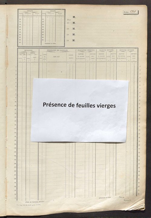 Matrice des propriétés non bâties, fol. 1797 à 2394.