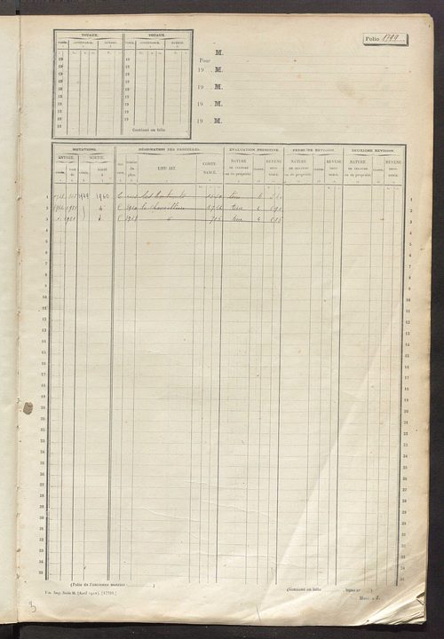 Matrice des propriétés non bâties, fol. 1797 à 2394.