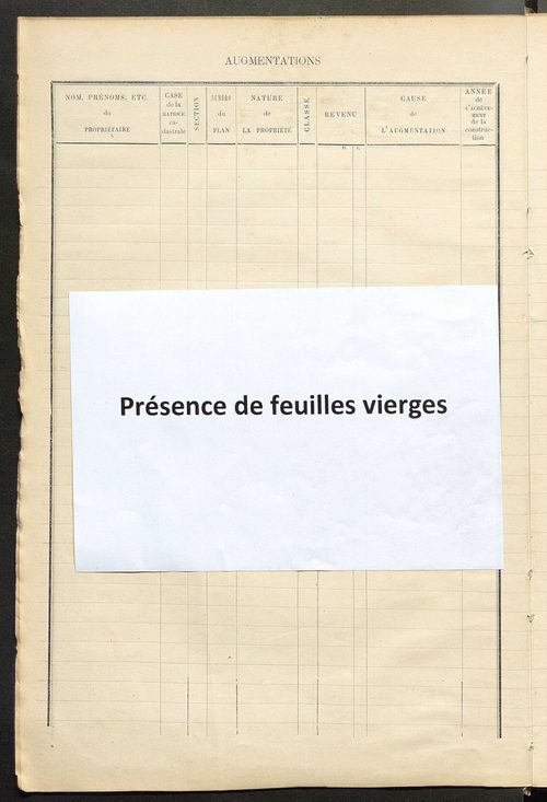 Matrice des propriétés bâties ; augmentations et diminutions, 1883-1891 ; séparation des revenus cadastraux afférents, pour l'année 1882, aux propriétés bâties et non bâties (état-balance) ; table alphabétique des propriétaires.