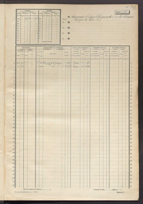 Matrice des propriétés non bâties, fol. 1701 à 1768.