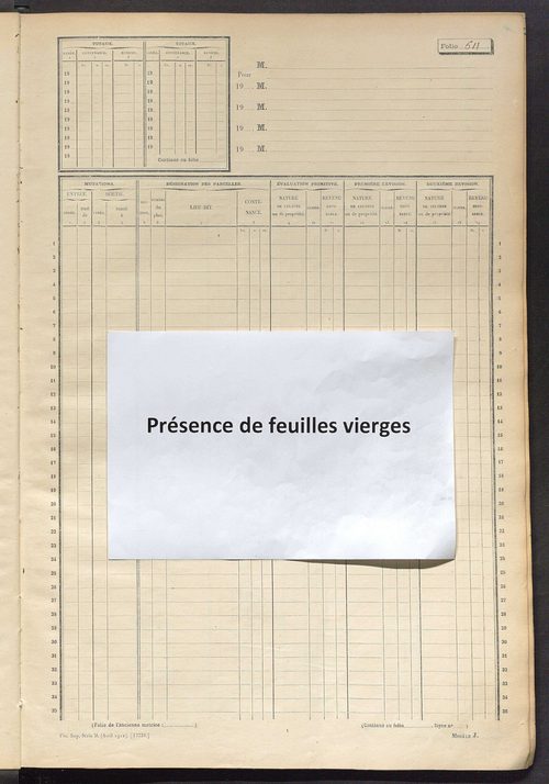 Matrice des propriétés non bâties, fol. 601 à 1200.