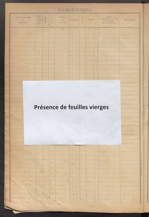 Augmentations et diminutions, 1908-1914 ; matrice des propriétés foncières, fol. 1841 à 2000 ; table alphabétique des propriétaires.