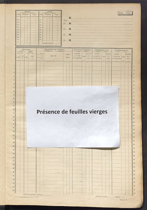Matrice des propriétés non bâties, fol. 601 à 1200.