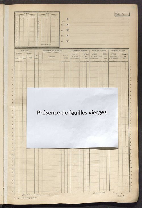 Matrice des propriétés non bâties, fol. 1 à 600.
