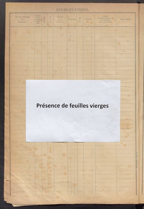 Augmentations et diminutions, 1908-1914 ; matrice des propriétés foncières, fol. 1841 à 2000 ; table alphabétique des propriétaires.