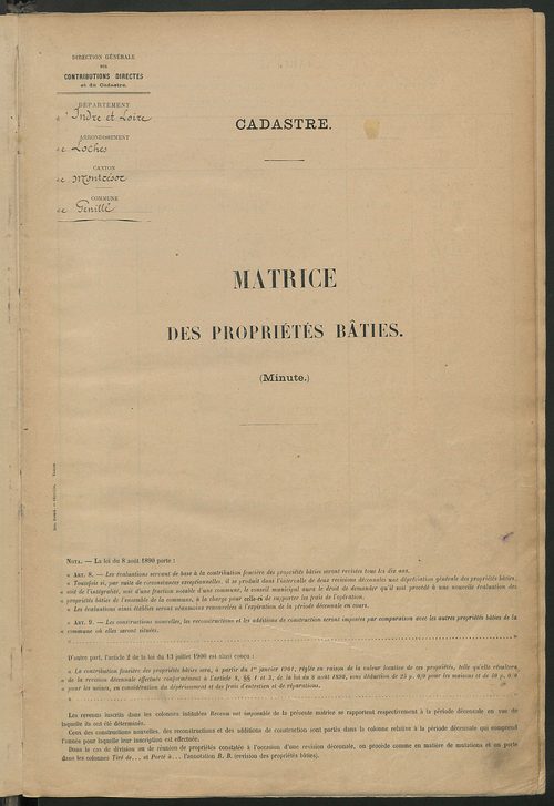 Matrice des propriétés bâties ; récapitulation ; table alphabétique des propriétaires.