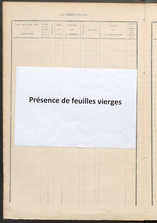 Matrice des propriétés bâties ; augmentations et diminutions, 1883-1891 ; séparation des revenus cadastraux afférents, pour l'année 1882, aux propriétés bâties et non bâties (état-balance) ; table alphabétique des propriétaires.