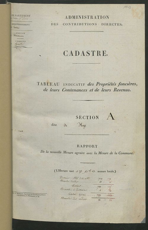 Etats de sections.