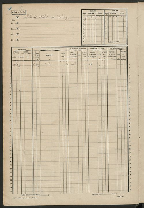 Matrice des propriétés non bâties, fol. 1702 à 2201.