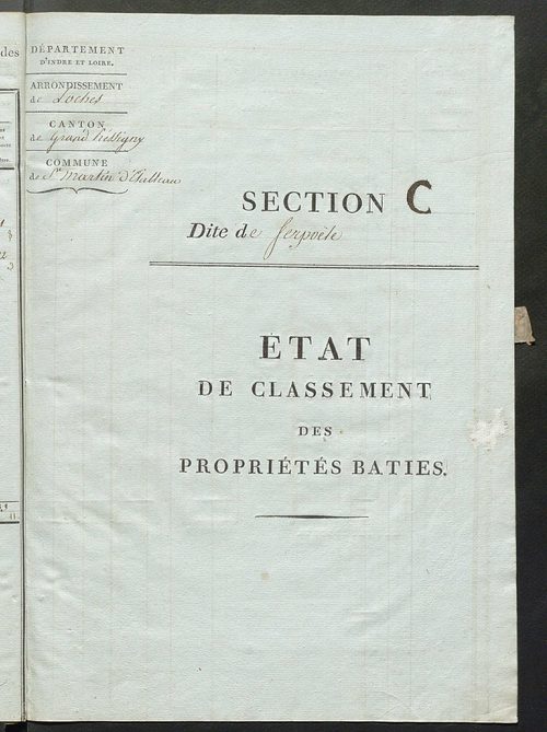 Commune de Saint-Martin-d'Étableau, états de classement des propriétés bâties.