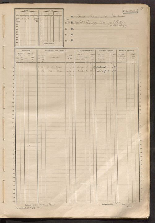 Matrice des propriétés non bâties, fol. 1089 à 1688.