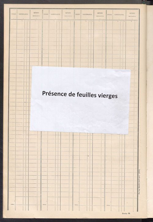 Tableau présentant les augmentations et les diminutions survenues dans la matière imposable ; récapitulation ; table alphabétique des propriétaires ; matrice des propriétés non bâties, fol. 1 à 488.