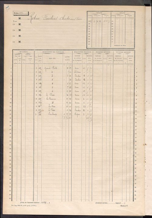 Matrice des propriétés non bâties, fol. 489 à 703.