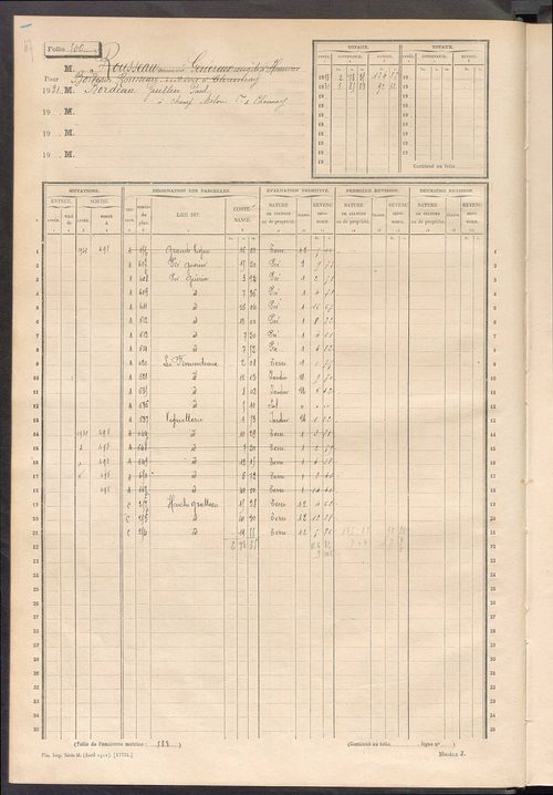 Matrice des propriétés non bâties, fol. 489 à 703.
