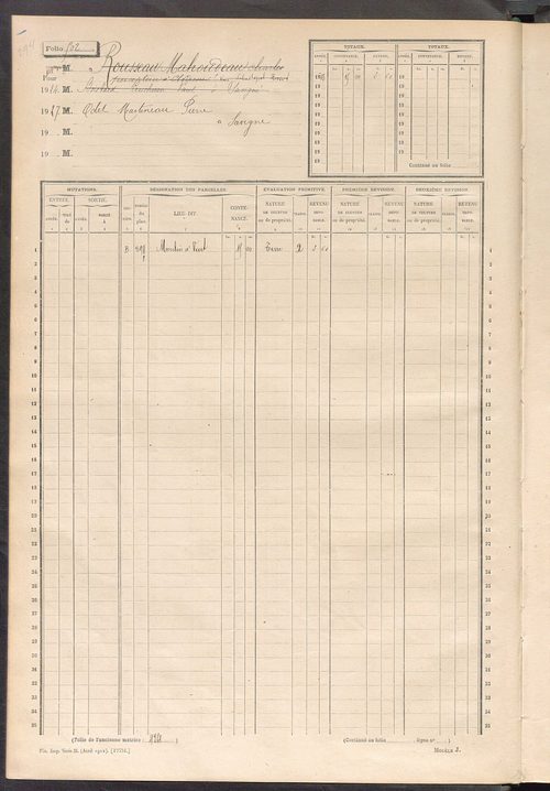 Matrice des propriétés non bâties, fol. 489 à 703.