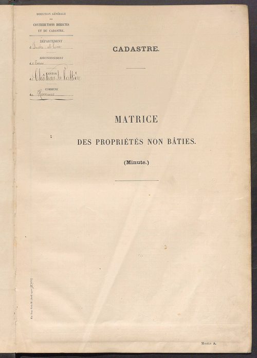 Tableau présentant les augmentations et les diminutions survenues dans la matière imposable ; récapitulation ; table alphabétique des propriétaires ; matrice des propriétés non bâties, fol. 1 à 488.