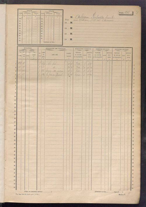 Matrice des propriétés non bâties, fol. 1205 à 1519.