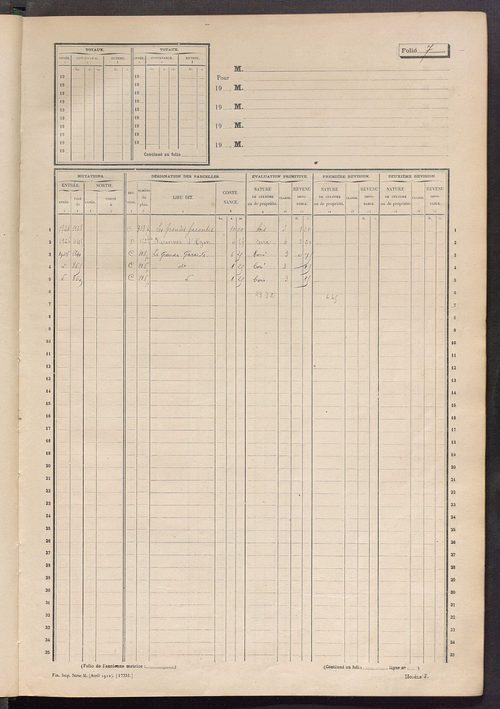 Matrice des propriétés non bâties, fol. 1 à 600.