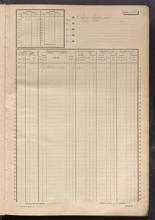 Matrice des propriétés non bâties, fol. 1205 à 1519.