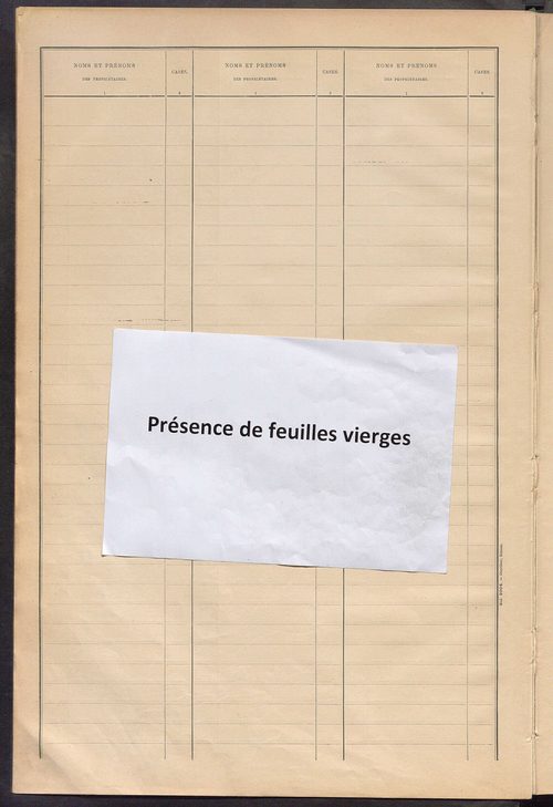 Matrice des propriétés bâties ; récapitulation ; table alphabétique des propriétaires.