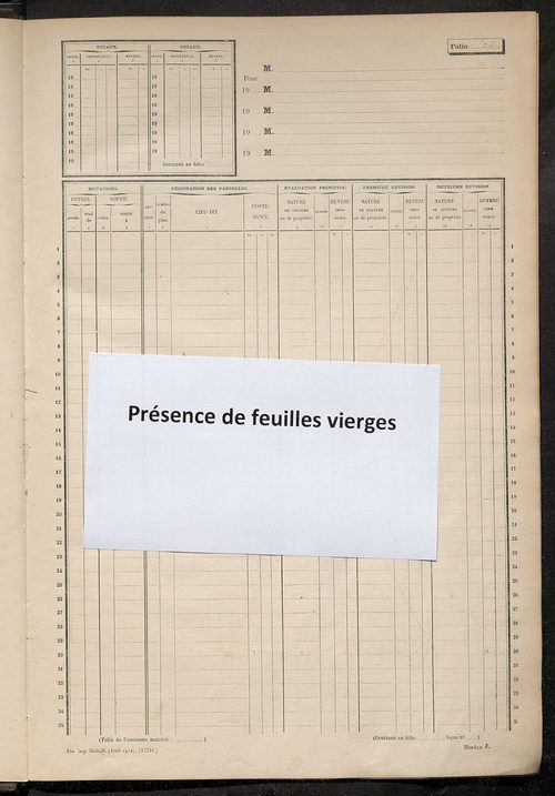 Matrice des propriétés non bâties, fol. 501 à 970.