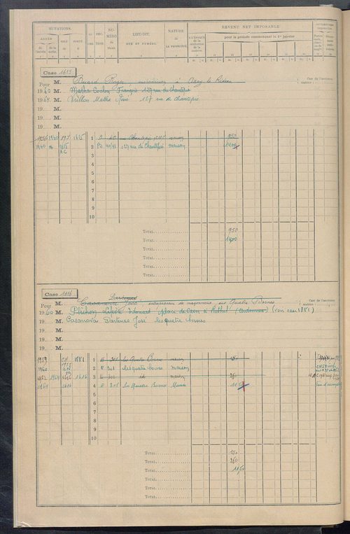 Matrice des propriétés bâties, cases 1585 à 2189.